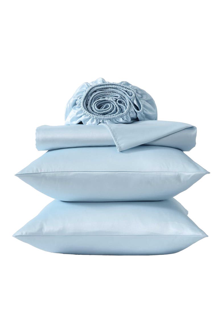 Satin Bliss Solid Sheet Set, Alternate, color, LIGHT BLUE