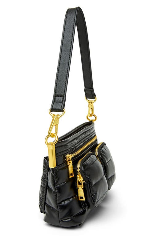 Think Royln Double Trouble Crossbody Bag In Pearl Black With Gold