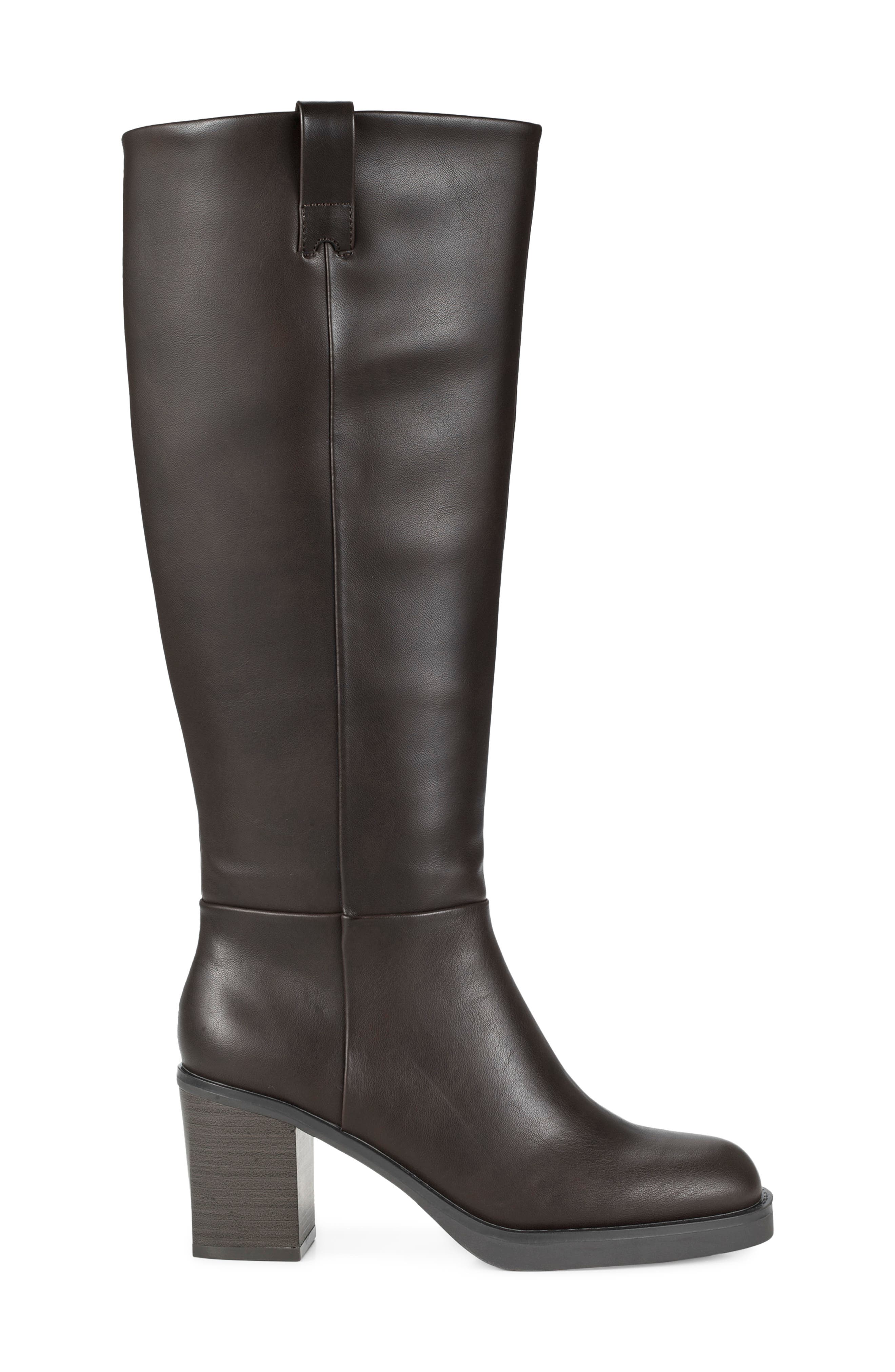 Gretchen Faux Leather Wide Calf Knee High Boot, Alternate, color, DARK BROWN