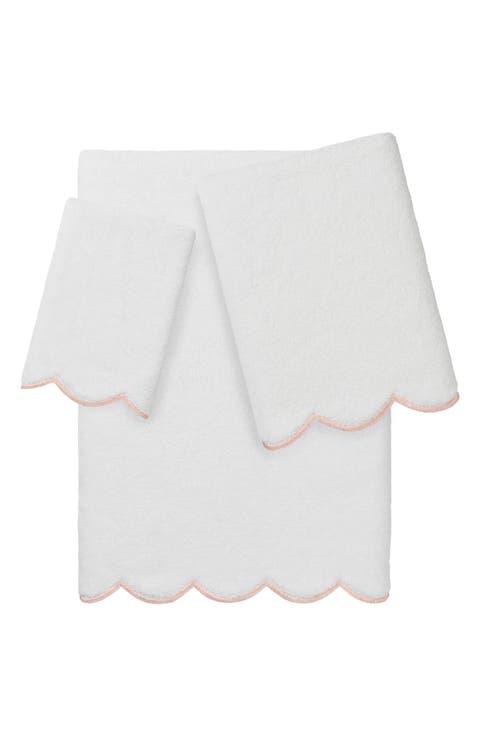 Adornia Scallop 3-Piece Towel Set
