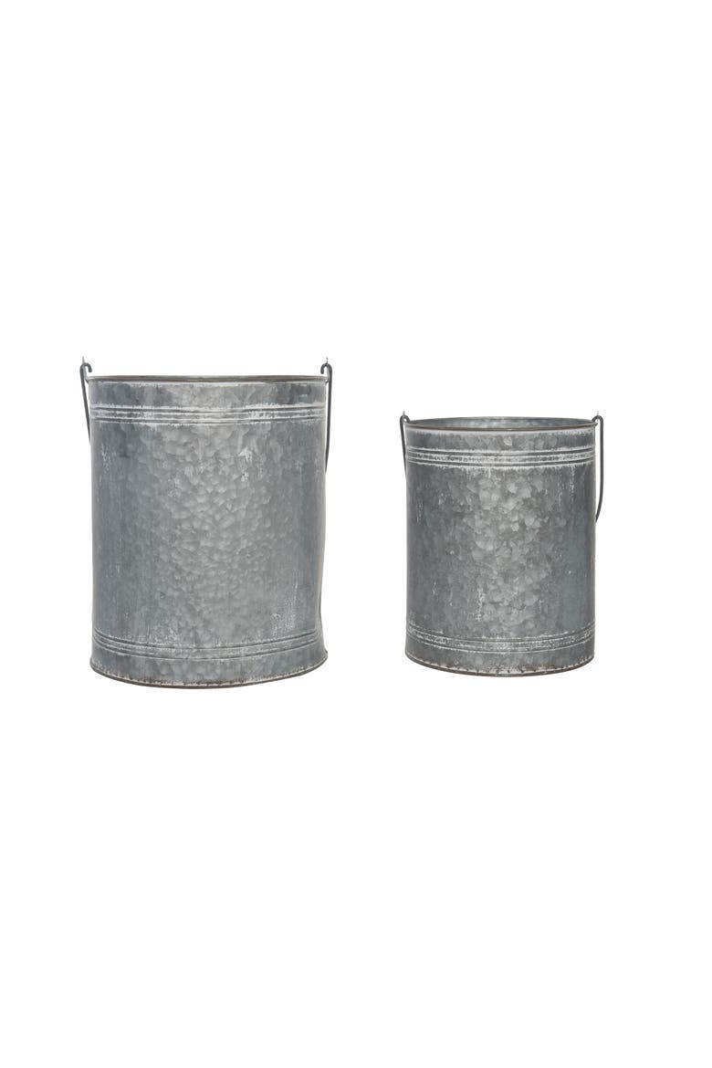 Silver Christmas Let It Snow Bucket Lanterns Set of 2 Metal, Alternate, color, Silver