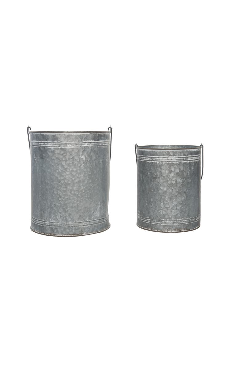 Transpac Silver Christmas Let It Snow Bucket Lanterns Set of 2 Metal, Alternate, color, 
