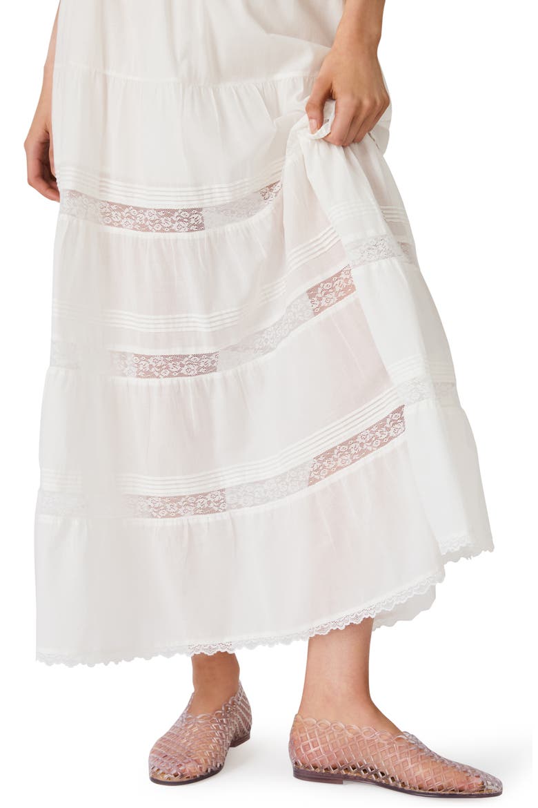 Elisse Lace Detail Cotton Maxi Skirt, Alternate, color, ANTIQUE