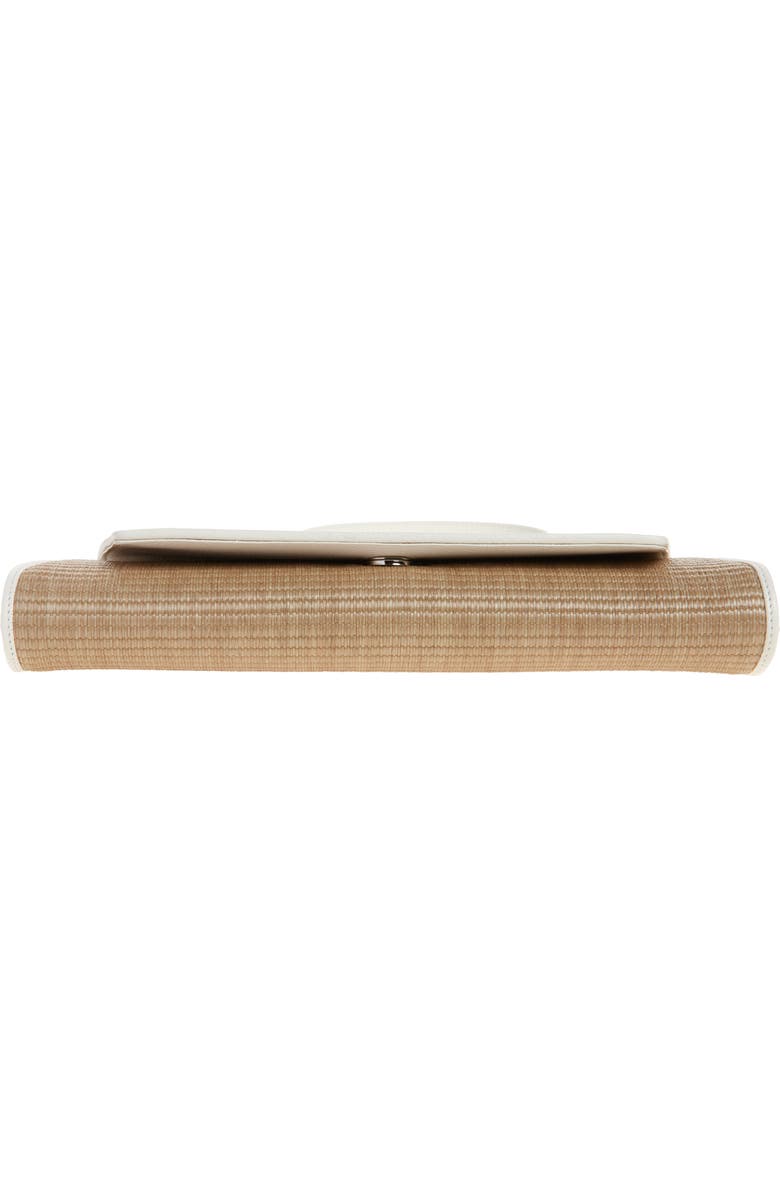 Akris Small Anouk East/West Trapezoid Raffia & Leather Clutch, Alternate, color, Nature-White