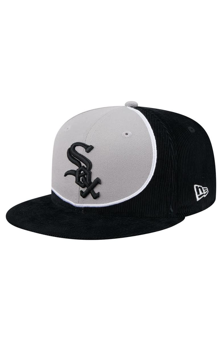 New Era Men's New Era Black/Gray Chicago White Sox Retro Split Corduroy Snapback Hat, Main, color, Black