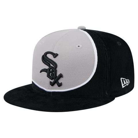 Men's New Era Black/Gray Chicago White Sox Retro Split Corduroy Snapback Hat