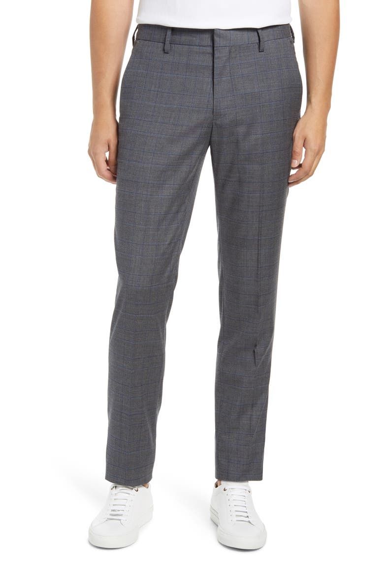 Jetsetter Slim Fit Glen Plaid Dress Pants, Main, color, GREY BLUE GLEN PLAID