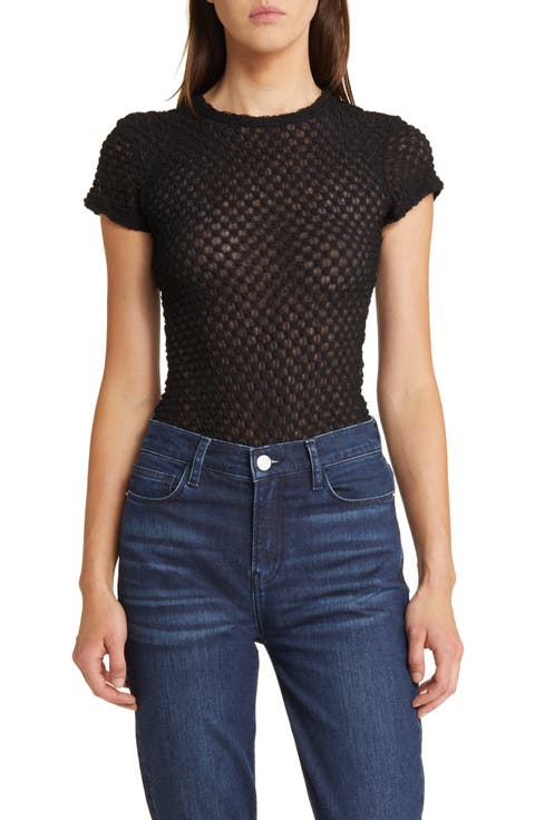 Textured Semisheer Mesh T-Shirt