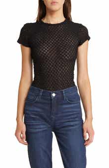 FRAME Textured Semisheer Mesh T-Shirt