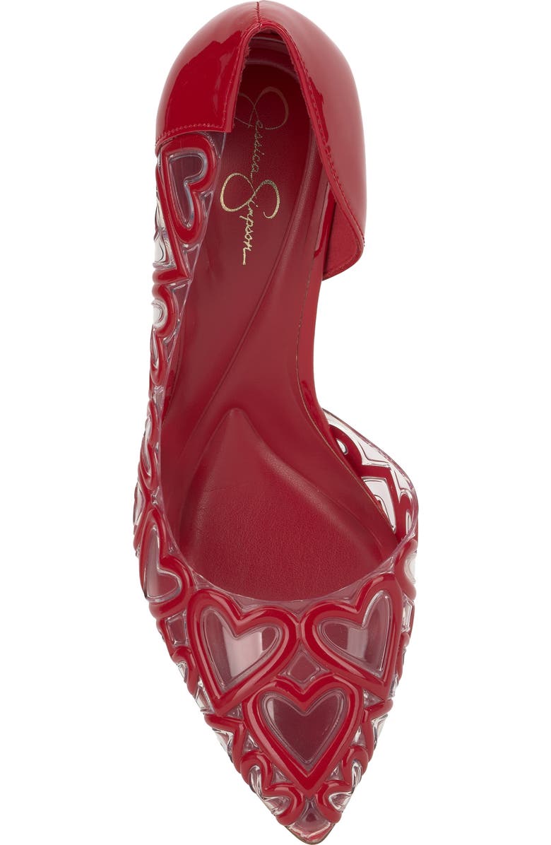 Jessica Simpson Palvin Half d'Orsay Pointed Toe Pump, Alternate, color, Red Muse/ Clear