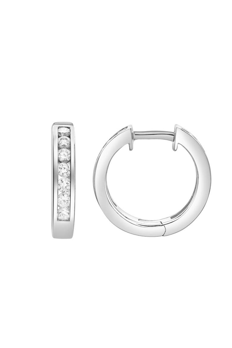 Wisteria Channel-Set Diamond Hoop Earrings in 14K Gold, Main, color, 14K White Gold
