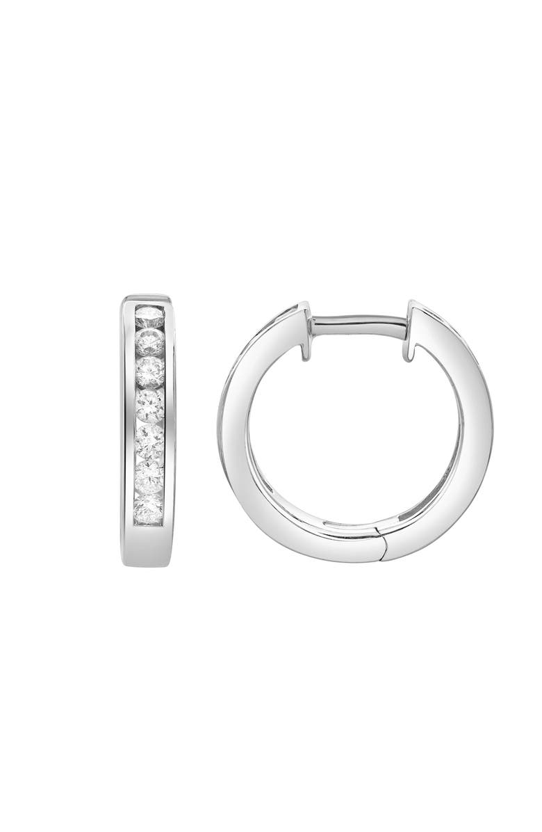 LuvMyJewelry Wisteria Channel-Set Diamond Hoop Earrings in 14K Gold, Main, color, 14K White Gold