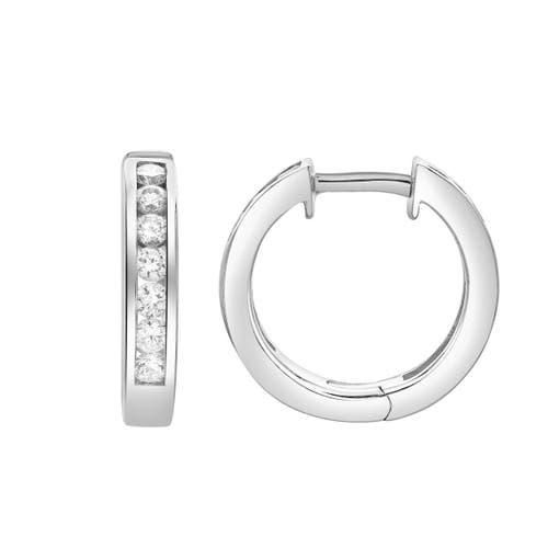 Luvmyjewelry Wisteria Channel-set Diamond Hoop Earrings In 14k Gold In Gray