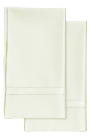 Azores Home 300 Thread Count Cotton Percale Pillowcase Set In White