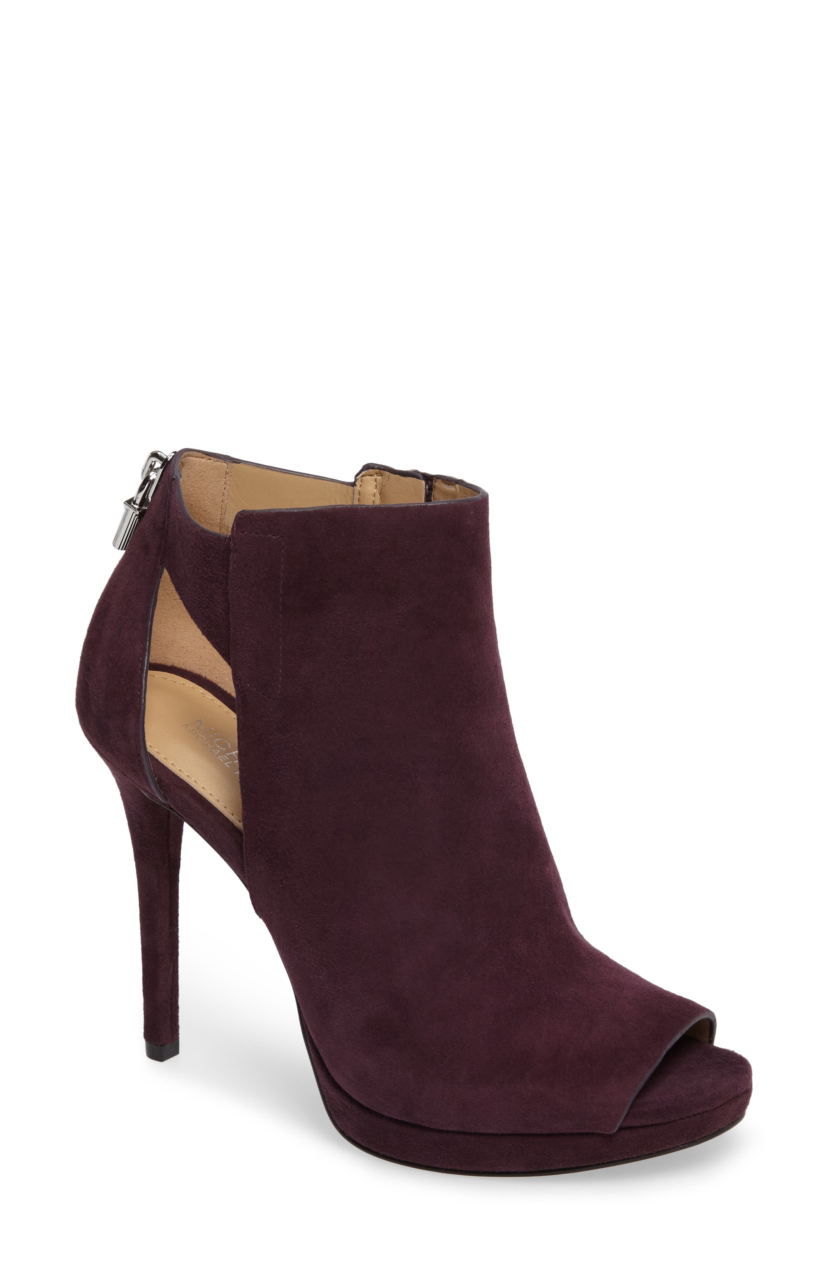 Mira Open Toe Platform Bootie, Main, color, DAMSON SUEDE