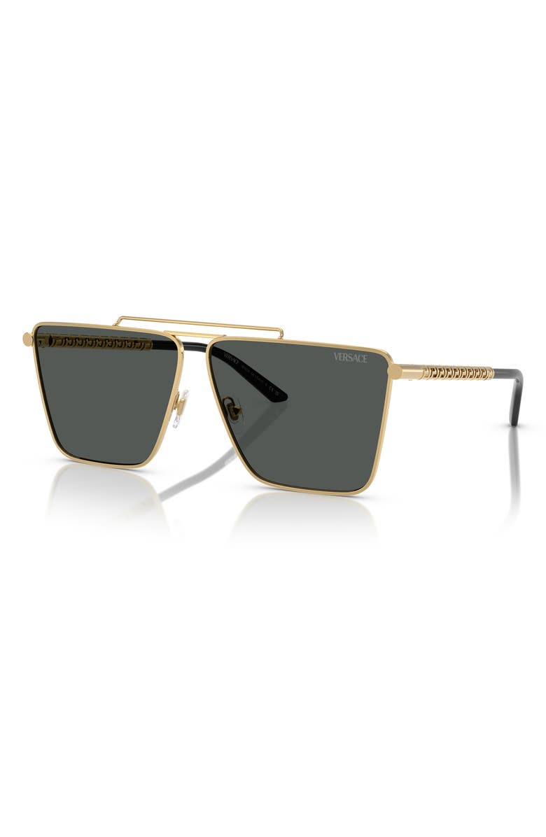 Versace 64mm Oversize Pillow Sunglasses, Alternate, color, Gold