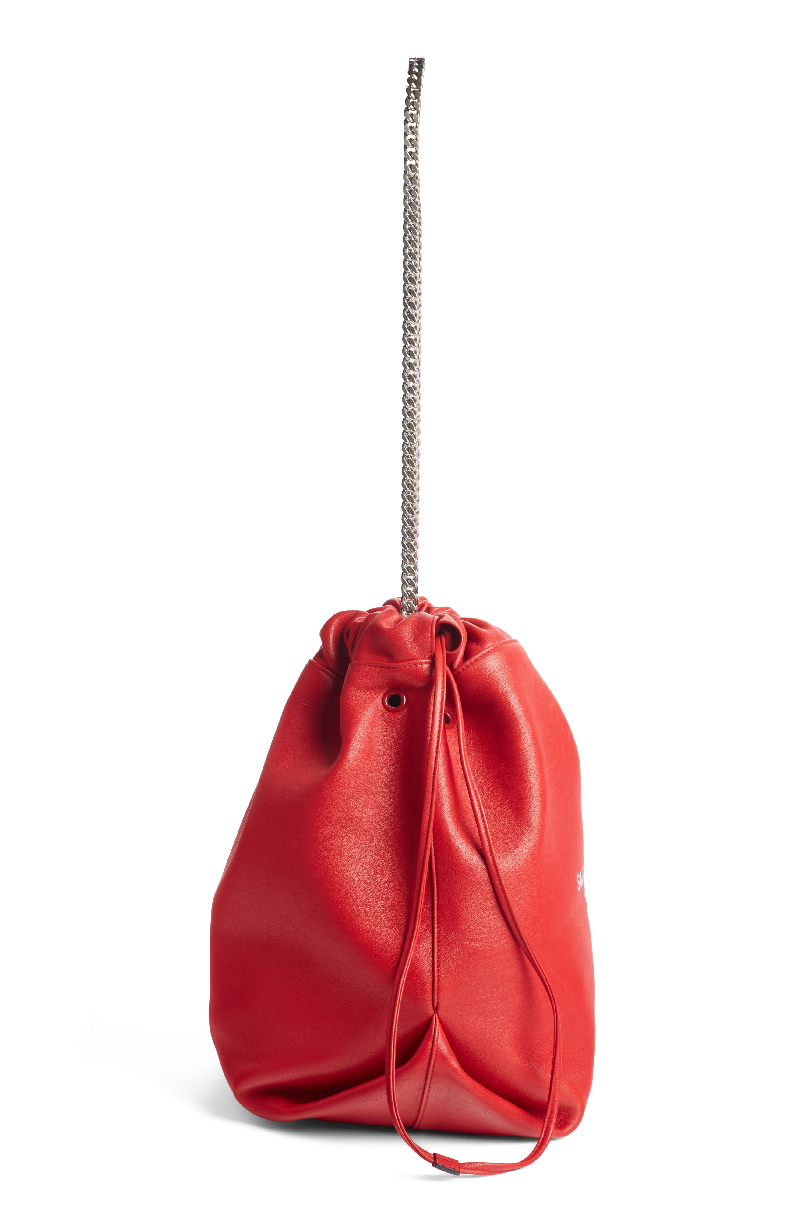 Saint Laurent Teddy Leather Bucket Bag, Alternate, color, 