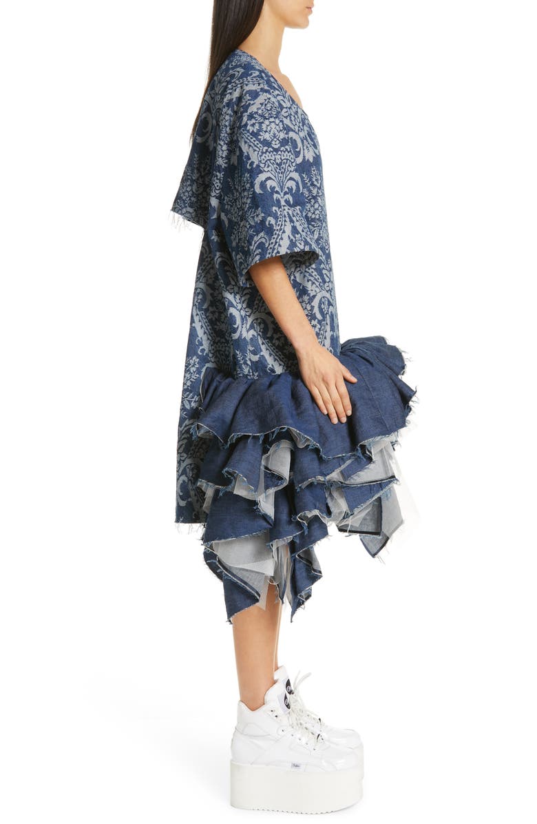 Junya Watanabe Denim Jacquard Tulle Dress, Alternate, color, 