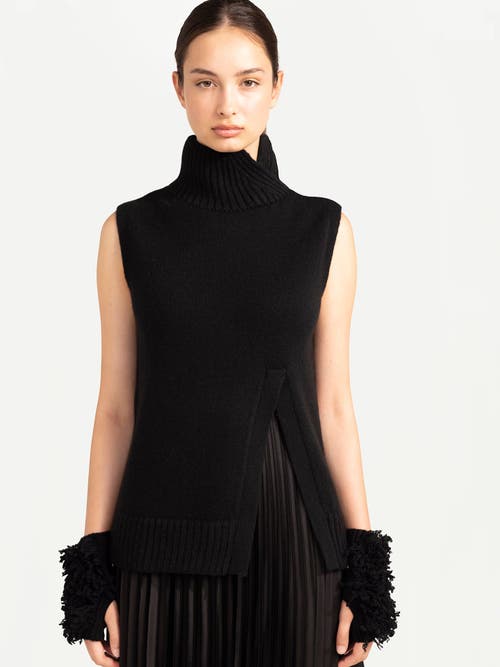 Gobi Mongolian Cashmere Loop-stitch Cashmere Fingerless Gloves In Black