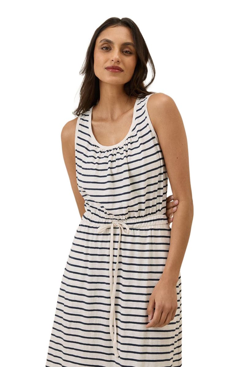 Pact Organic Cotton Relaxed Slub Tank Maxi Dress, Alternate, color, Santa Ana Stripe Midnight Blue