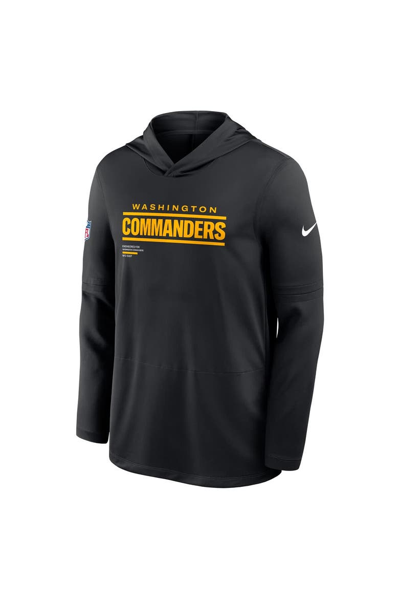 Men's Nike Black Washington Commanders Sideline Pure Fury Performance Long Sleeve Hoodie T-Shirt, Alternate, color, Black