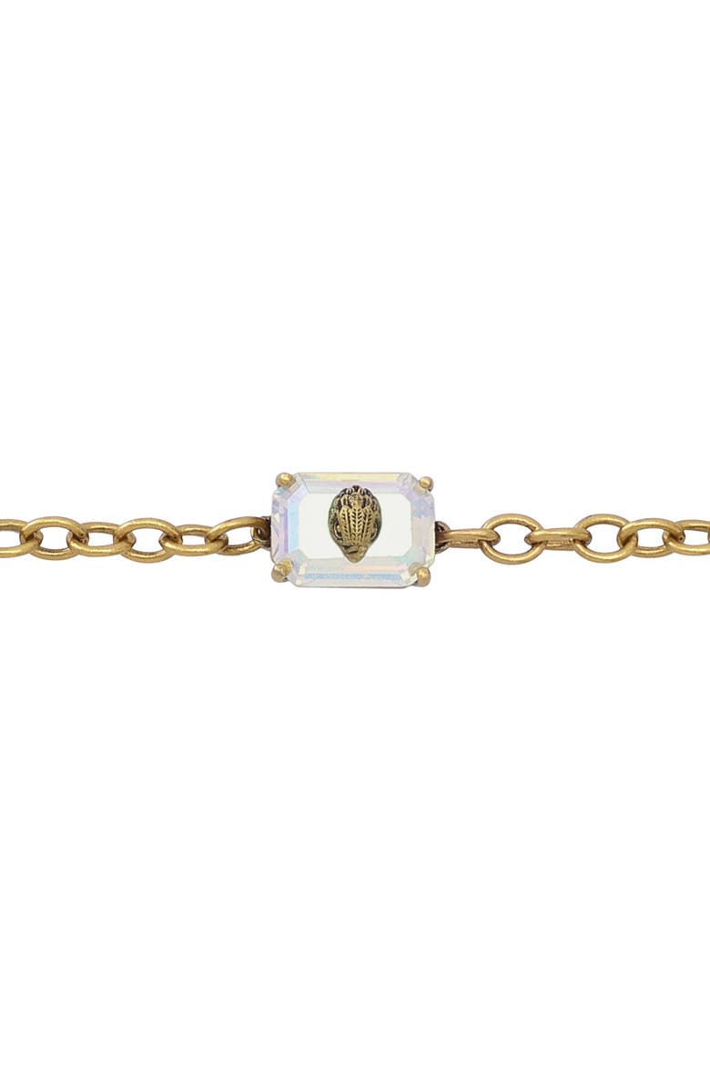 Kurt Geiger London Emerald Cut Crystal Eagle's Head Chain Bracelet, Alternate, color, Crystal Abalone