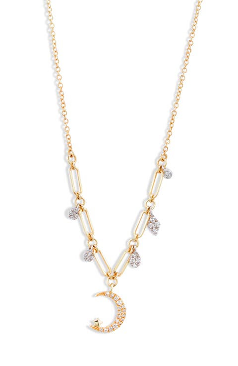 Crescent Moon Diamond Pendant Necklace