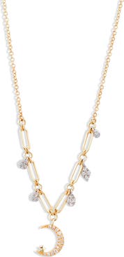 Meira T Crescent Moon Diamond Pendant Necklace