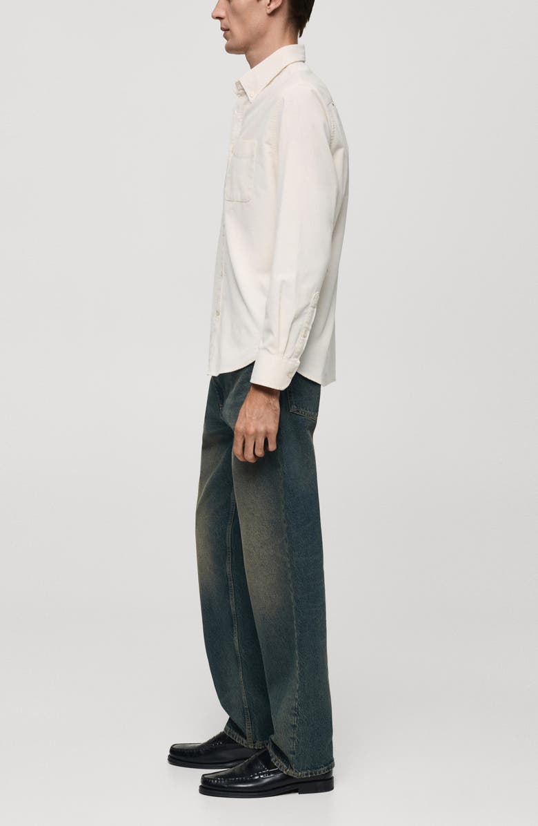 MANGO Classic Fit Corduroy Button-Down Shirt, Alternate, color, White