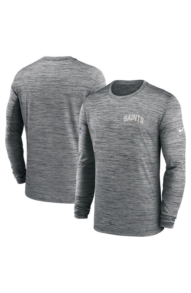 Nike Men's Nike Gray New Orleans Saints Sideline Velocity Athletic Stack Performance Long Sleeve T-Shirt, Main, color, Gray