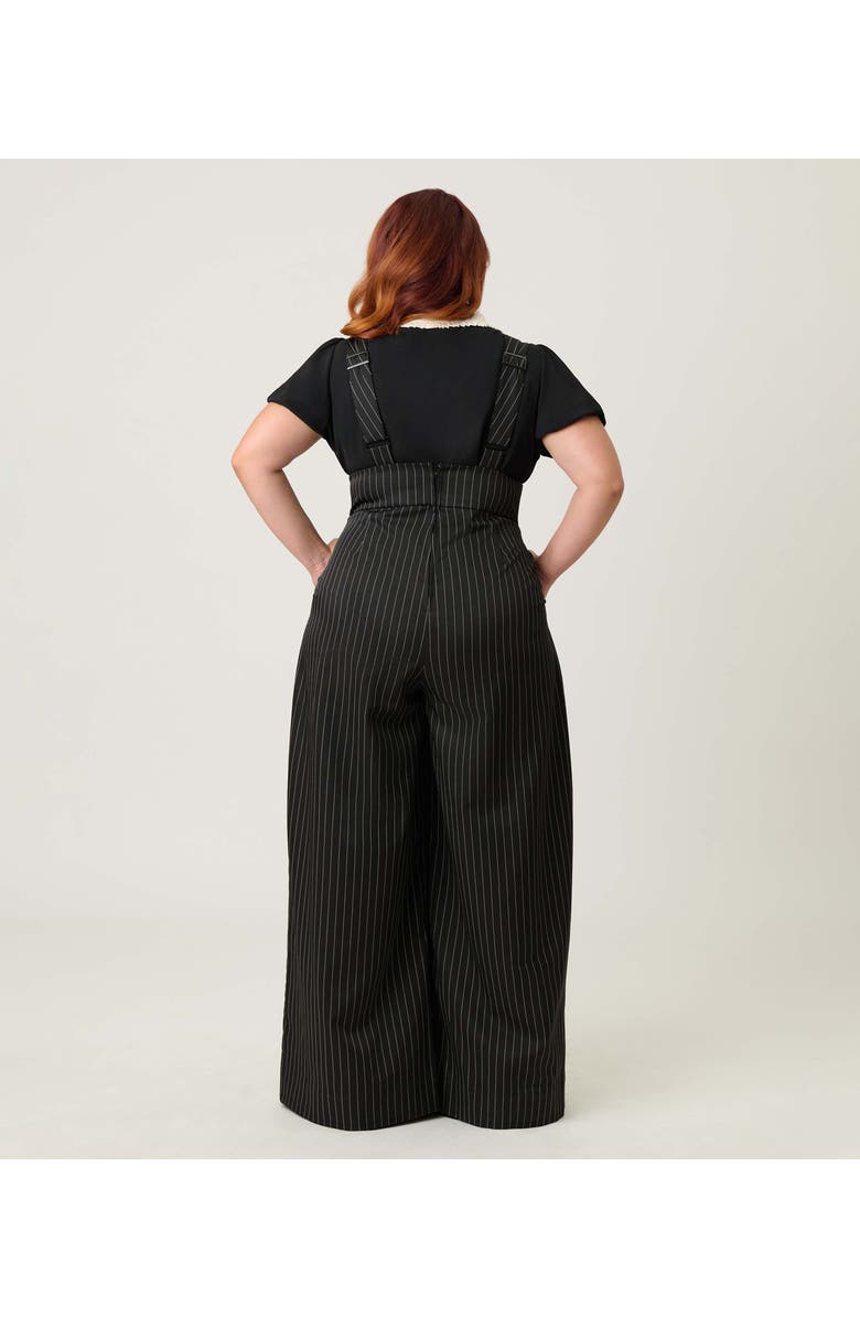 Unique Vintage Plus Size Wide Leg Rochelle Suspender Pants, Alternate, color, Black