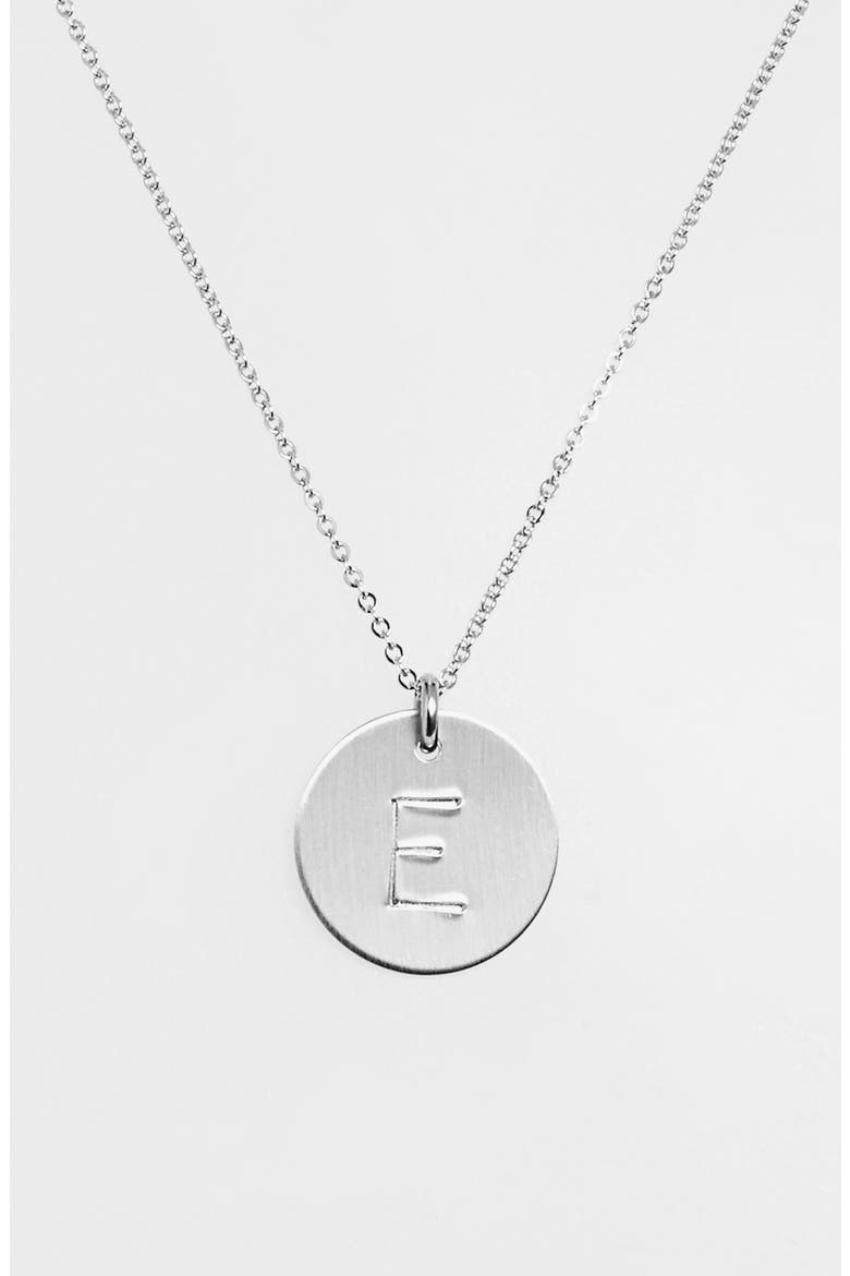 Sterling Silver Initial Disc Necklace, Alternate, color, STERLING SILVER E