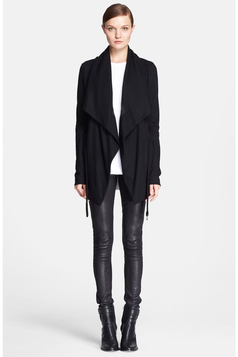 'Sonar' Draped Wool Jacket, Alternate, color, BLACK