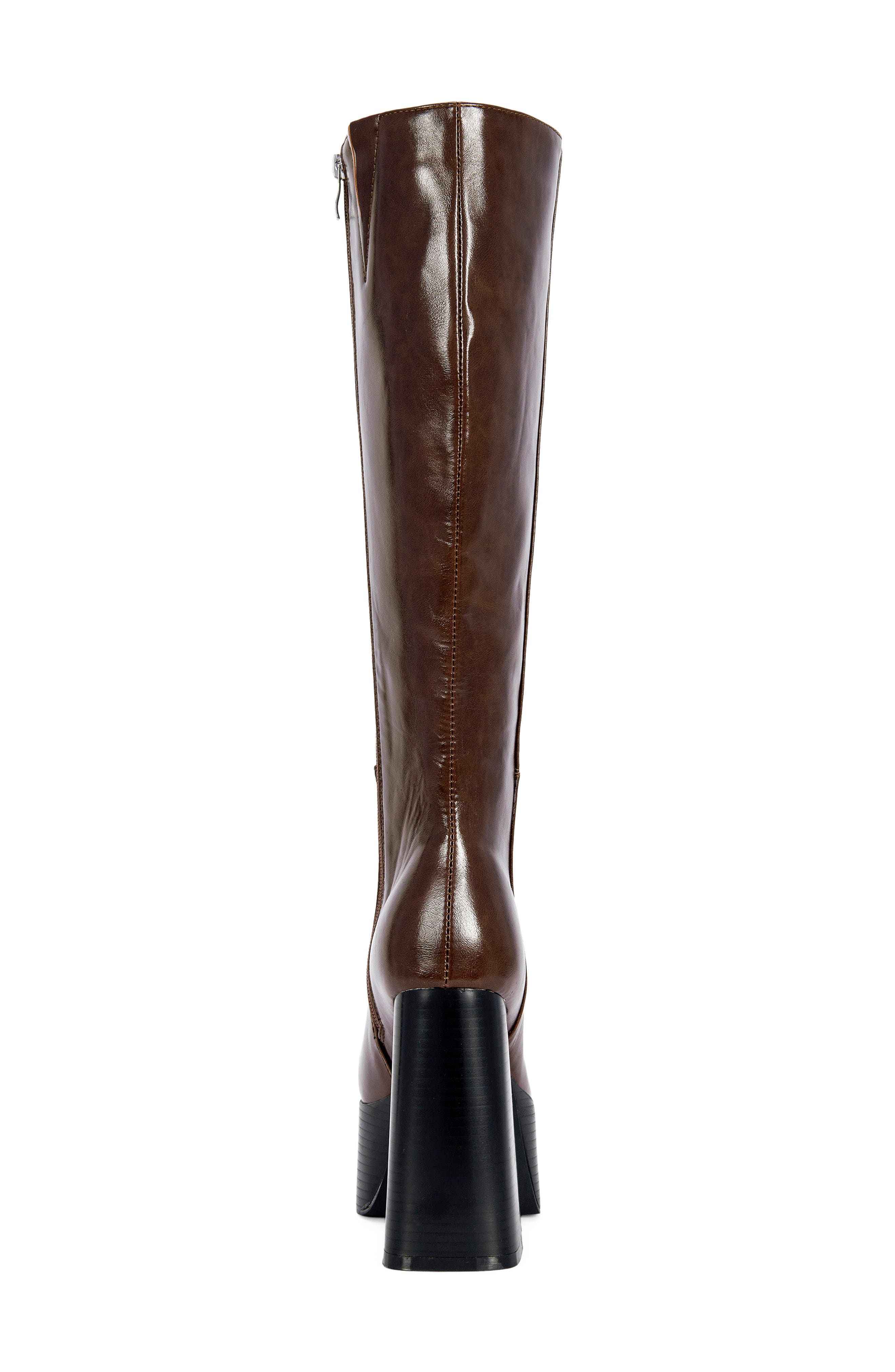Augustine Knee High Faux Leather Boot, Alternate, color, CHOCOLATE
