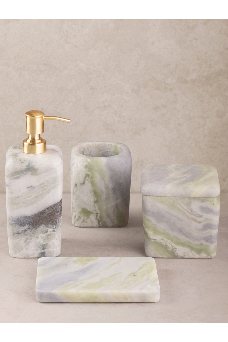 Hanoi Green Onyx Bath Accessories, Set of 4, Main, color, Green