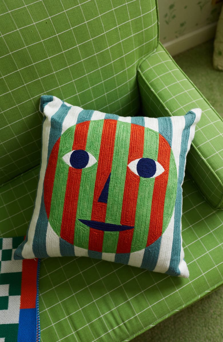 Dusen Dusen Face Embroidered Pillow, Alternate, color, 