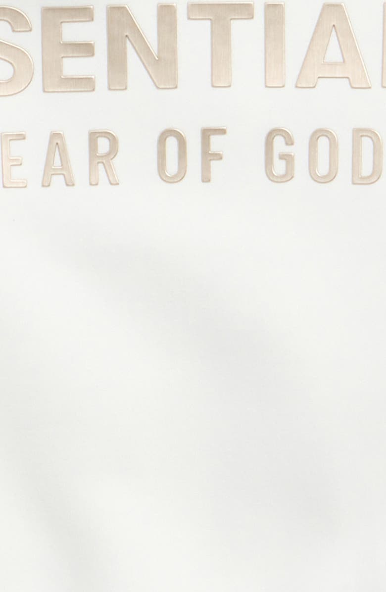 Fear of God Essentials Kids' Metallic Logo Full Zip Fleece Hoodie, Alternate, color, Cloud White