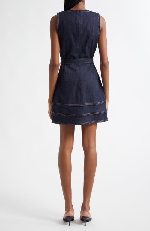 Cinq À Sept Mindie Sleeveless Tie Waist Denim Minidress In Indigo