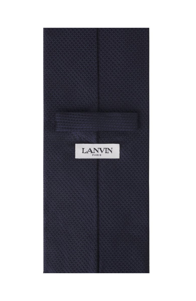 Lanvin Plain Silk Pique Tie, Alternate, color, Navy Blue