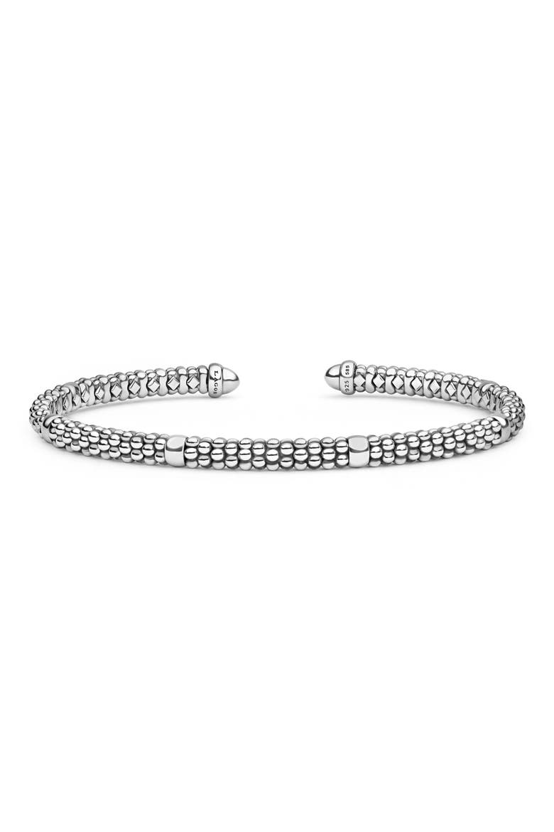 Signature Caviar Beaded Cuff Bracelet, Alternate, color, SILVER/GOLD