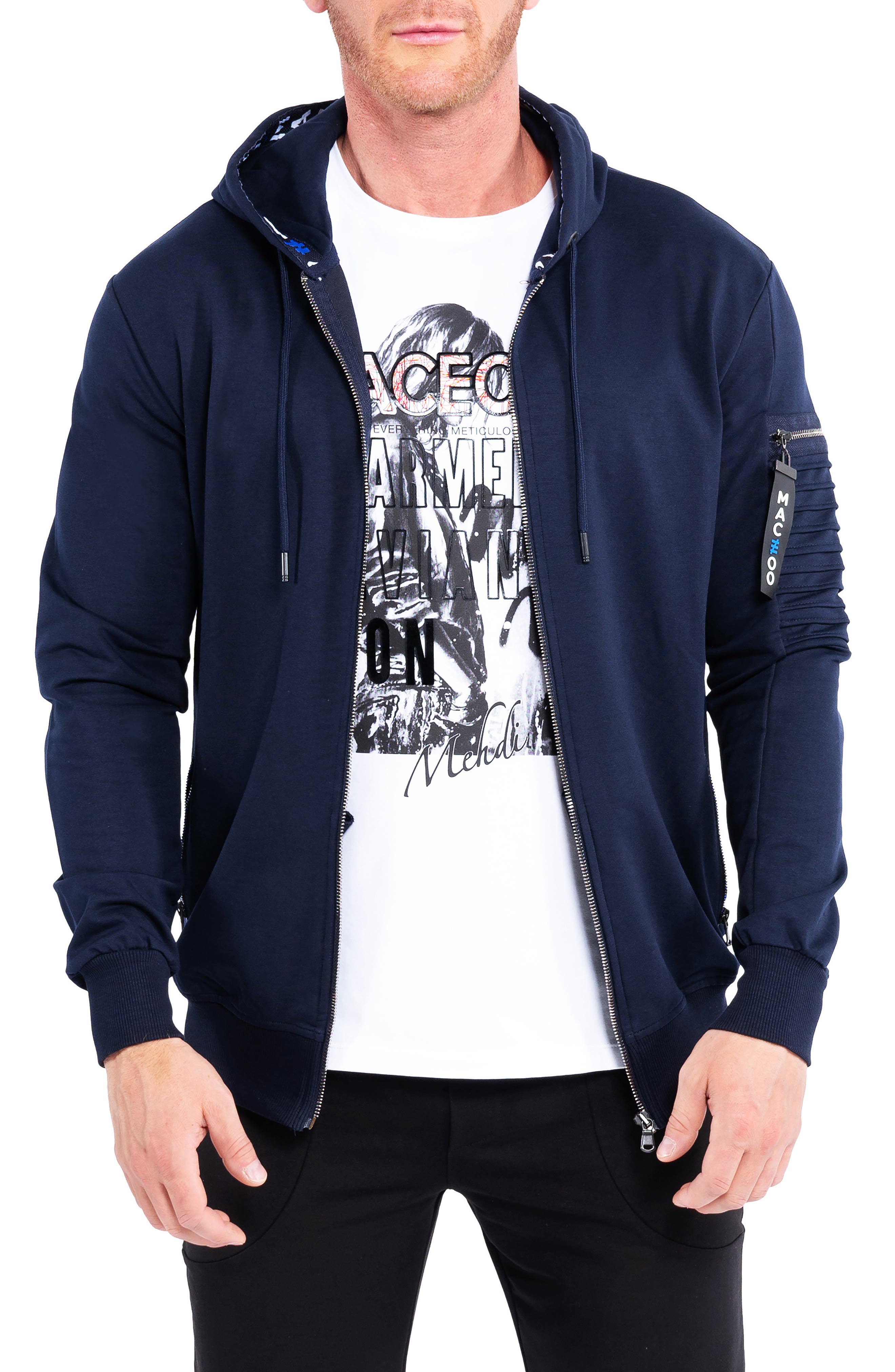 Maceoo Front Zip Stretch Cotton Hoodie