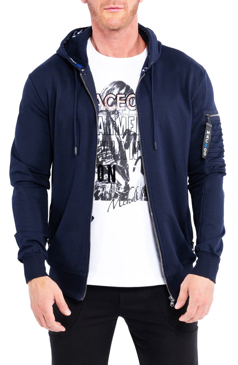 Maceoo Front Zip Stretch Cotton Hoodie, Main, color, 