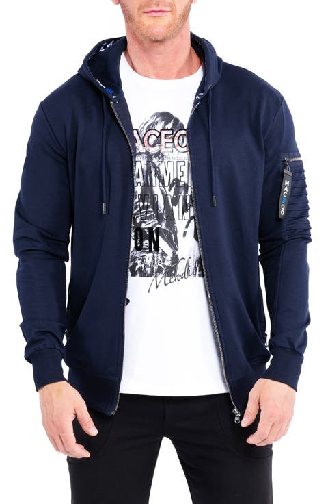 Front Zip Stretch Cotton Hoodie