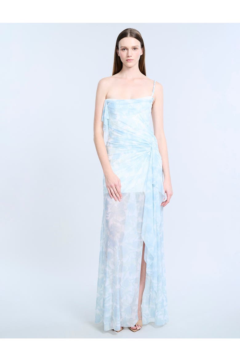 Mesh Sequin Gown, Alternate, color, Sky Floral Print