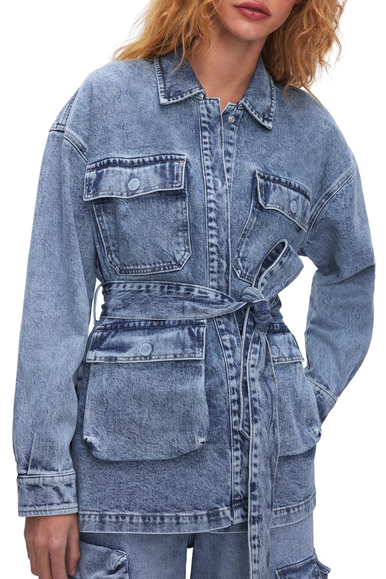 Uniform Denim Cargo Jacket, Main, color, INDIGO301