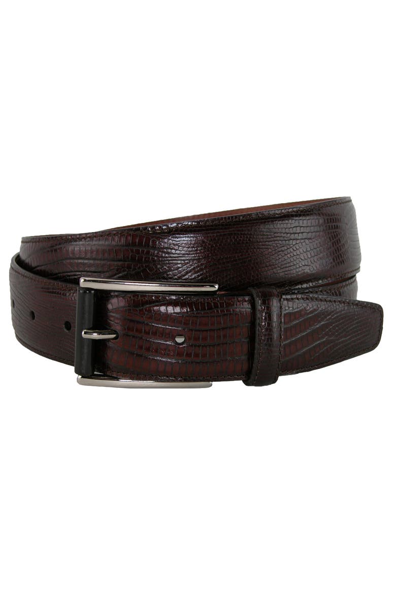 Men's Django Turin Tejus Lizard Print Dress Belt, Main, color, Tan