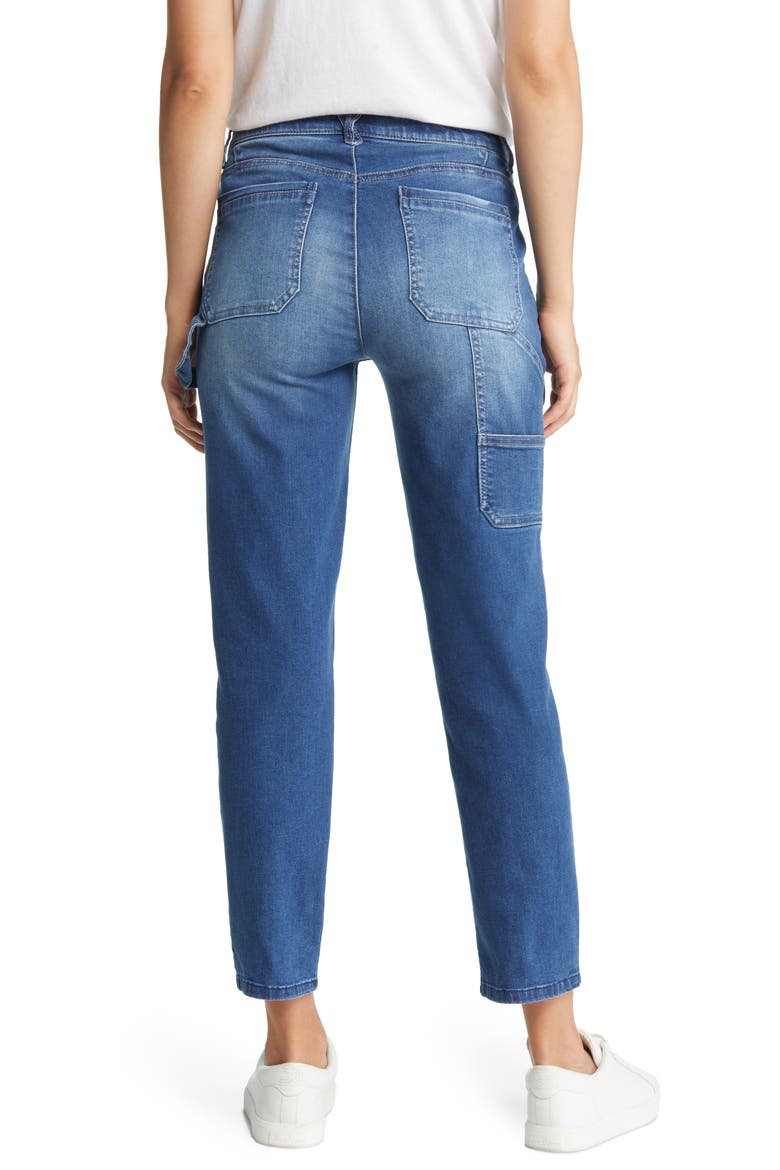 'Ab'Solution High Waist Ankle Crop Carpenter Jeans (Nordstrom Exclusive), Alternate, color, MID BLUE