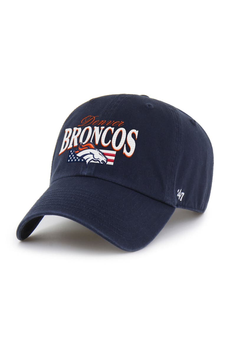 Men's '47 Navy Denver Broncos American Flag Clean Up Adjustable Hat, Main, color, Navy