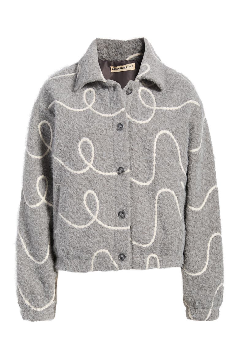 Squiggle Bomber Jacket, Alternate, color, GREY