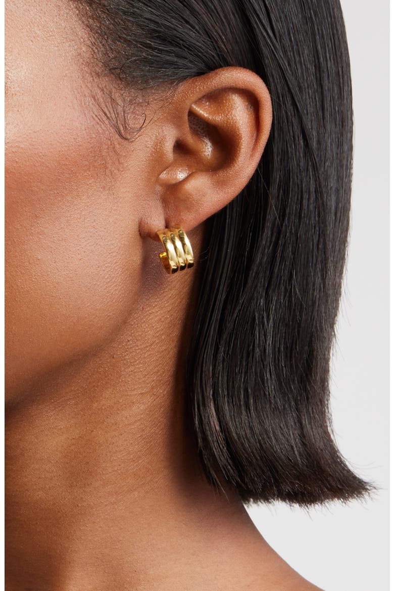 Ribbed Hoop Earrings, Alternate, color, 14K GOLD PLATED
